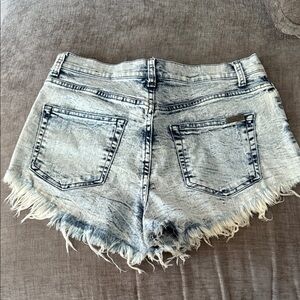 Sneak Peek Light Blue Frayed Jean Shorts